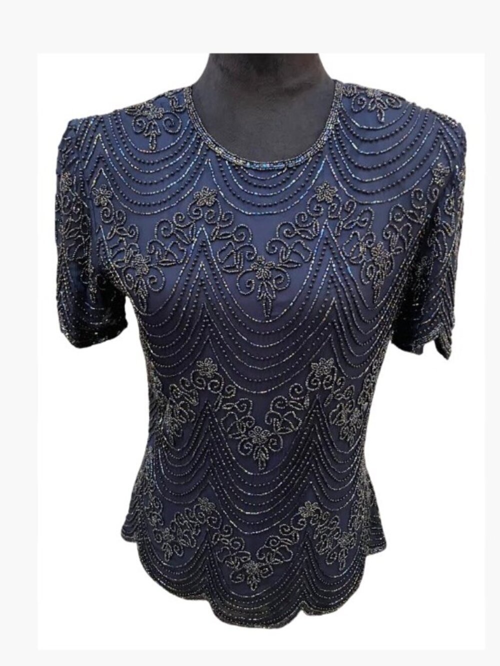 Adrianna Papell Boutique Vintage Beaded Silk Evening Blouse  Size 6  Like New - Picture 2 of 10